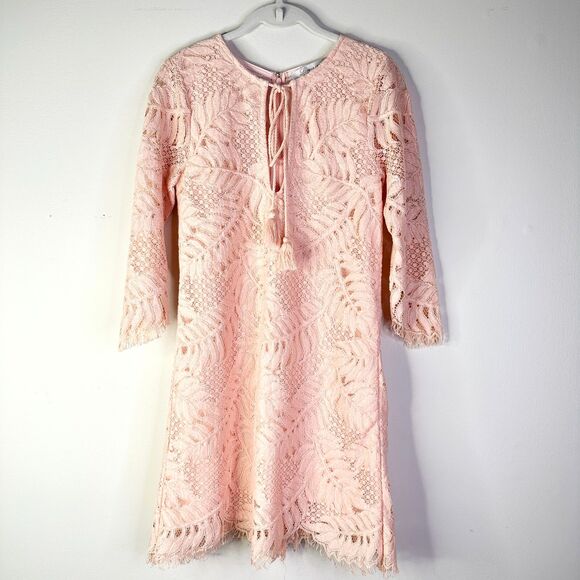 Lovers + Friends Dress Women XS Pink Marlie Crochet Lace Mini Coquette Boho NWOT - Picture 1 of 9